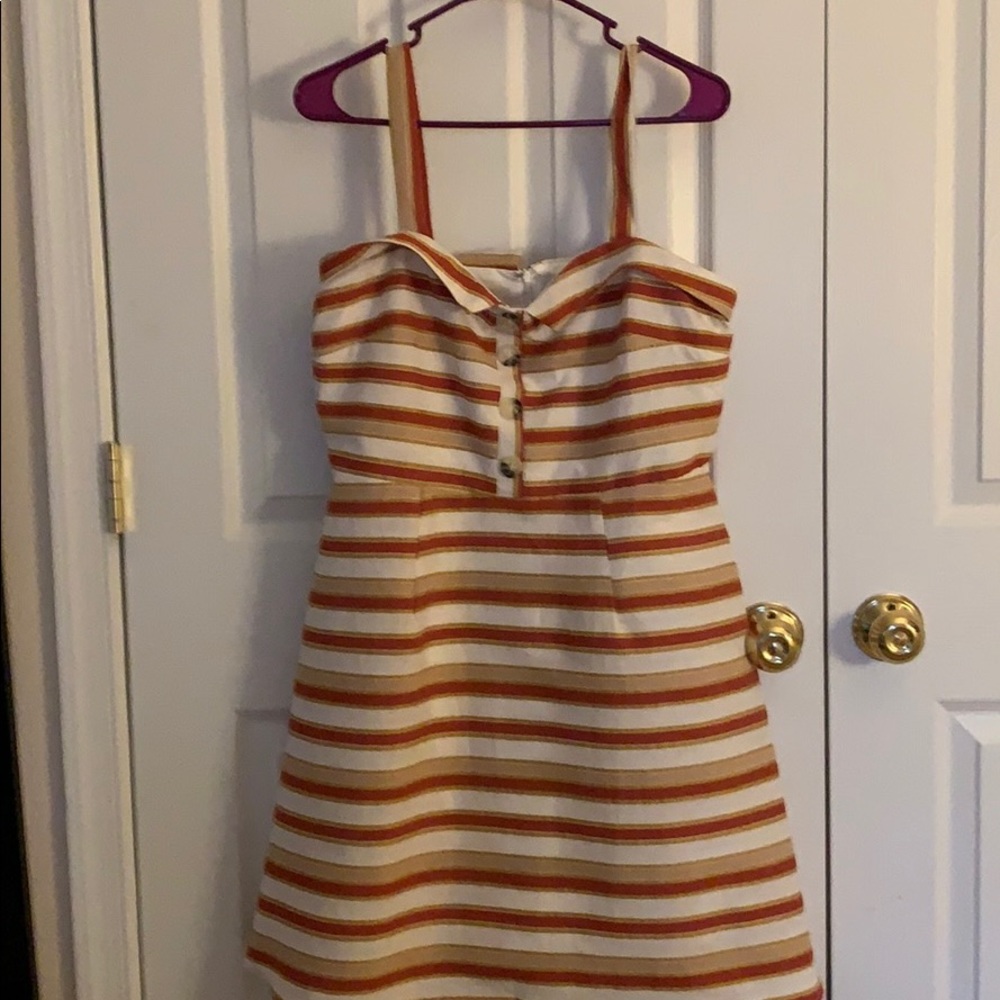 Red and Yellow Striped Sun Dress